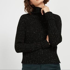 Frank and Oak Mock Neck Speckled Sweater